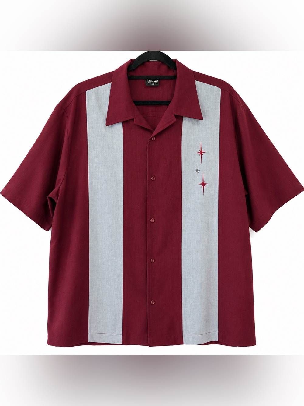 Steady Clothing 2X Atomic Bowling Shirt Burgundy Gray Retro Rockabilly USA Made